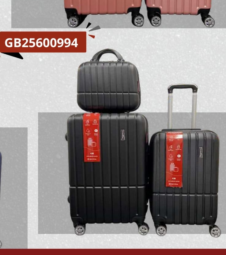 Kit 3 Malas GrandBag – P, M e  Frasqueira M  | Modelo GB25801022 Preto