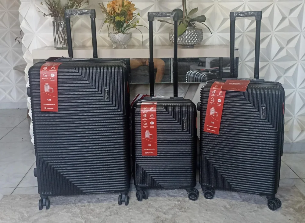 Kit 3 Malas – Grande, Média e P | GrandBag – Modelo GB25801022 (Preto)