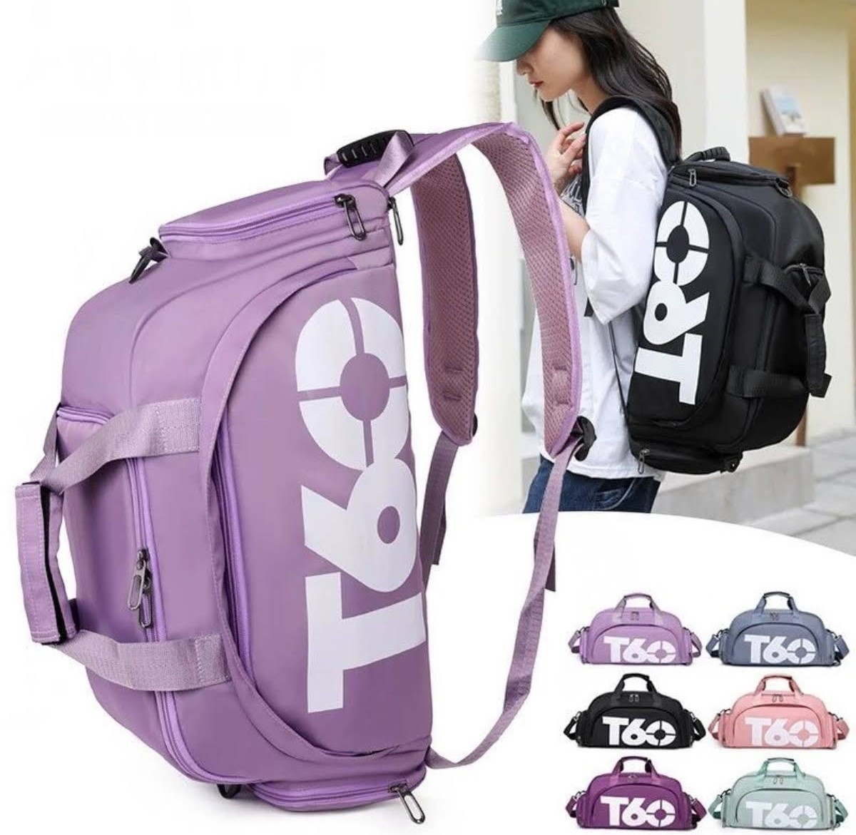 Bolsa 3 em 1 Feminina – Mala, Mochila e Transversal para Academia e Viagem